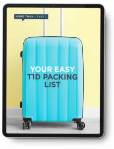A tablet displaying the cover of 'Your Easy T1D Packing List'